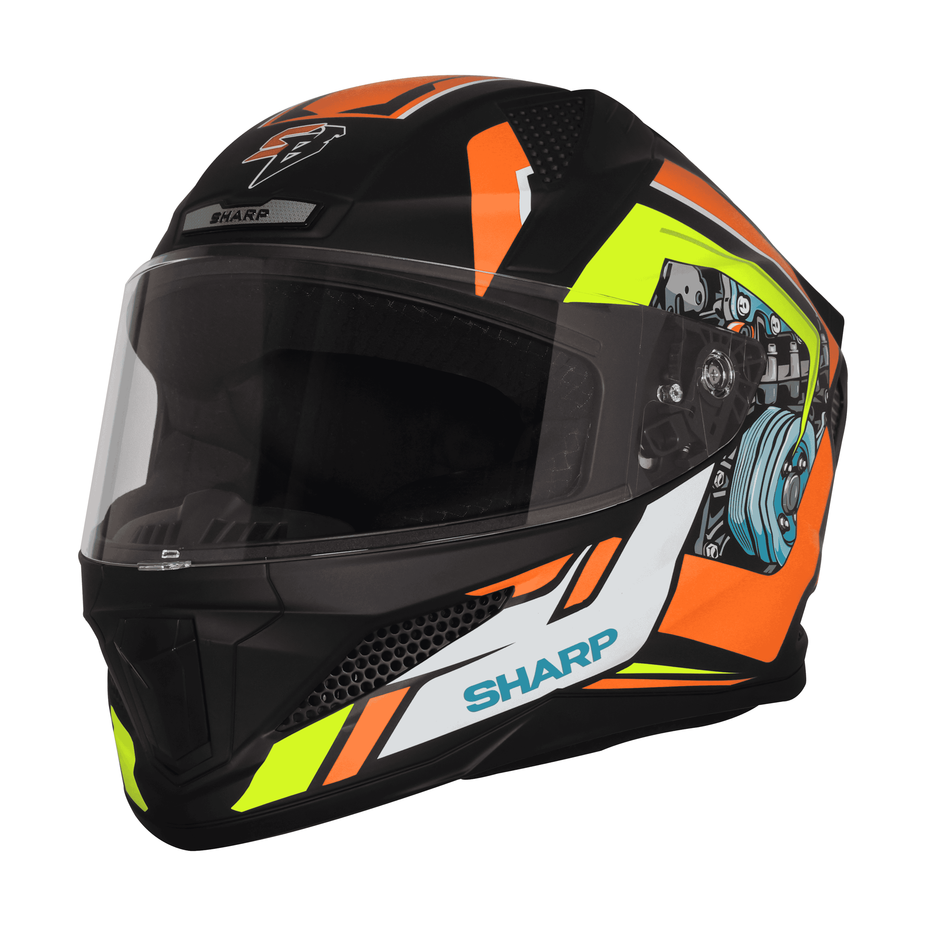 SBH-25 SV SHARP SPIKY GLOSSY BLACK WITH ORANGE